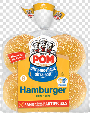 Pom® Ultra Moelleux Sesame Hamburger Buns 8 pack  HD Png Download