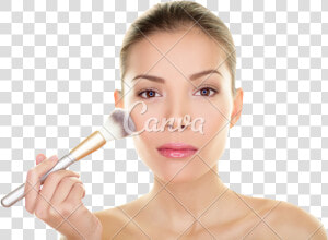 Transparent Put On Makeup Clipart   Brush Makeup Face Girl  HD Png Download