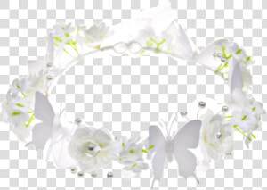  white  butterflies  roses  flowers  crown  freetoedit   Artificial Flower  HD Png Download