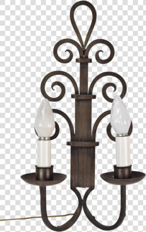 Large Art Deco Gothic Wrought Iron Scroll Wall Sconce   Sconce  HD Png Download