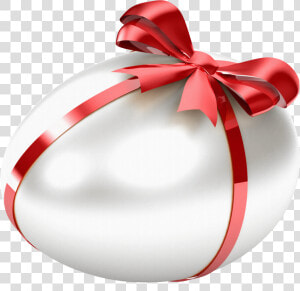 White Easter Egg With Red Bow Transparent Png Clipart   White Easter Eggs Png  Png Download