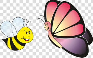 Resultado De Imagen Para Mariposa Y Abeja Dibujo   Butterfly And Bee Clipart  HD Png Download