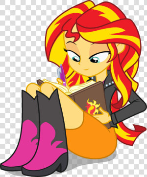 Seahawk270  Cute  Equestria Girls  Journey Book  Pen    Sunset Shimmer Writing In Her Book  HD Png Download