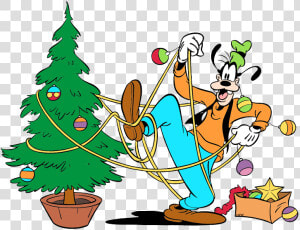 Goofy Decorating Christmas Tree   Disney Christmas Tree Clipart  HD Png Download