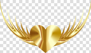 Transparent Heart With Wings Clipart   Golden Heart With Wings  HD Png Download