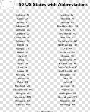 50 States In Alphabetical Order Numbered  HD Png Download