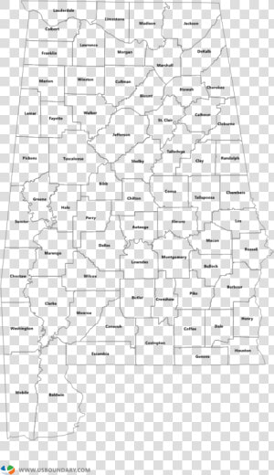 Alabama Counties Outline Map   Map Of Alabama Counties  HD Png Download