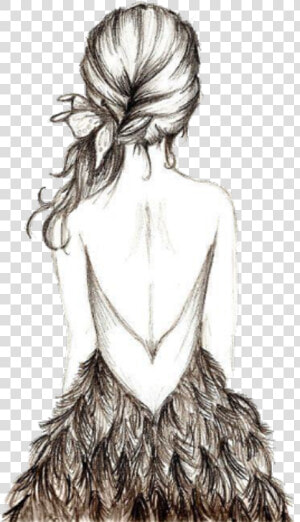 Woman Girl Back Sketch Pencilsketch Blackandgrey   Drawing Of Girl Walking Away  HD Png Download