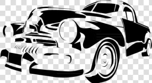 Vintage Car Stencil Illustration   Classic Car Clipart Black And White  HD Png Download