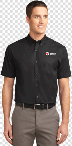 Mens Short Sleeve Black Button Down Shirt  HD Png Download