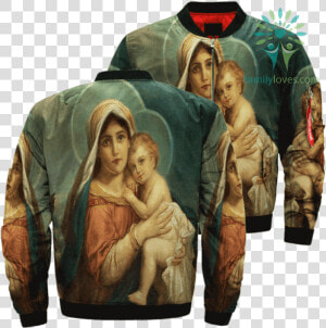 Mary And Baby Jesus Over Print Jacket  tag Familyloves   Jesus Jacket  HD Png Download