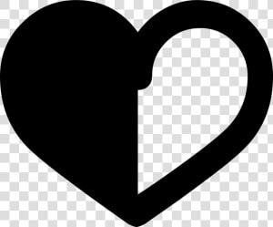 Heart Half Outline   Half Black Half White Heart  HD Png Download