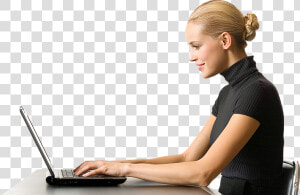 Office Lady With Laptops Png   Png Download   People Using Computer Png  Transparent Png