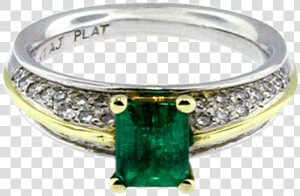 Platinum And 18k Gold Contemporary Emerald Ring   Engagement Ring  HD Png Download