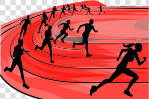 Runners On A Race Track Track Silhouette Runner    Silhouette Track And Field Track Clipart  HD Png Download