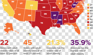 Adult Obesity Rate By State 2016  HD Png Download