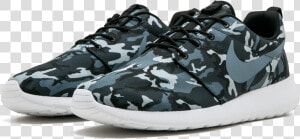 Nike Roshe Run Print Running Shoes Black bl Grpht white grey   Skate Shoe  HD Png Download