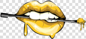  lips  golden  gold   Cartoon Smile Gold Lips  HD Png Download