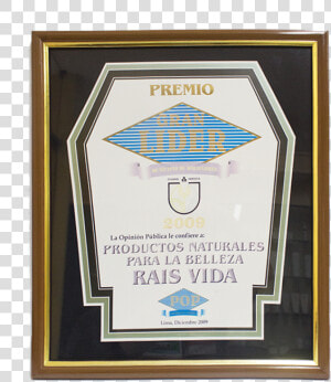 Premio “gran Lider 2009”   Picture Frame  HD Png Download