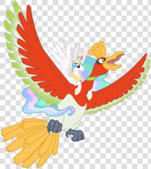 Celestia Flying On Ho oh   Celestia And Ho Oh  HD Png Download