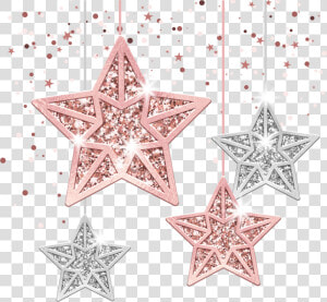  snowflakes  christmas  star  rosegold  silver  decoration   Estrelas Ano Novo Png  Transparent Png