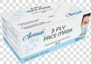 Airtouch 3 Ply Face Mask Box  Blue  50pcs box  10198  HD Png Download