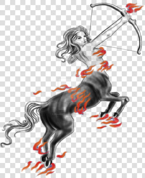 Sagittarius Drawing Design Vector Black And White Library   Female Sagittarius Tattoos Ideas  HD Png Download