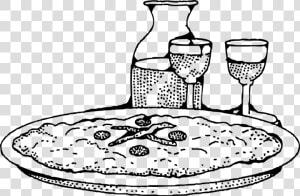 Pizza Clipart Schwarz Weiß   Pizza And Wine Clipart  HD Png Download