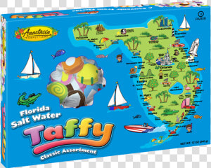 Florida Map Salt Water Taffy Assorted Box 12 Oz   Florida Salt Water Taffy  HD Png Download