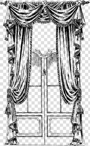 Drawing Black And White Curtains  HD Png Download