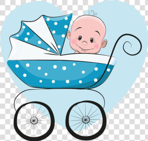 Blue Infant Sitting Illustration Stroller Baby Cartoon   Baby Stroller Clipart Png  Transparent Png