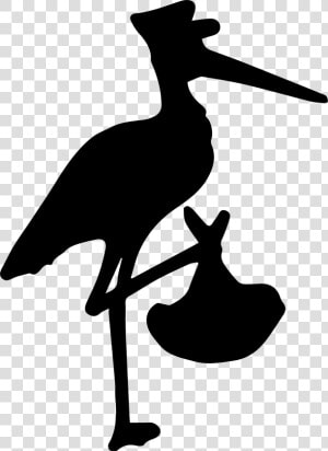 White Stork Black Stork Bird Clip Art Beak   Stork And Baby Silhouette  HD Png Download