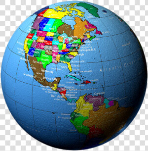 Globe Showing North America And Central America City  HD Png Download