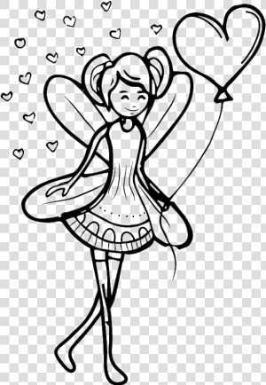 Black And White Sketch Fairy Love Vector   Black And White Drawings Of Love  HD Png Download