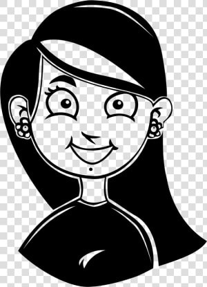 Smiling Girl Black Clip Arts   Smiling Girl Face Clipart Black And White  HD Png Download