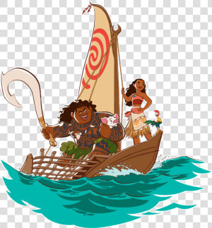 Moana And Maui On Boat  HD Png Download