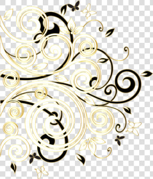  swirls  leaves  butterflies  gold  golden  vines  goldenvines   Decor Clipart Black And White  HD Png Download