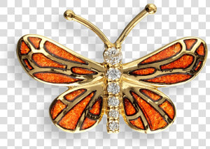 Nicole Barr Designs 18 Karat Gold Butterfly Lapel Pin orange   Grammia Virgo  HD Png Download