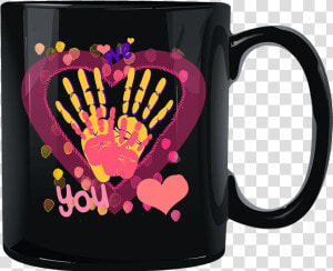 We Heart You Handprints Black Mug   Heart Handprint On Mug  HD Png Download