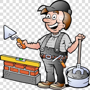 Bricklayer With Mason Tools   Masonry Clipart  HD Png Download