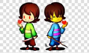 Draw Undertale Aus Characters Drawings Funny Free Drawing   Undertale Frisk And Chara Drawing  HD Png Download