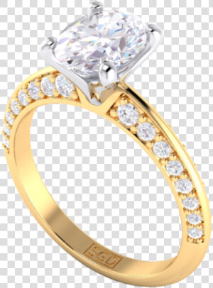 Knife Edge Pave Oval Engagement Ring  HD Png Download