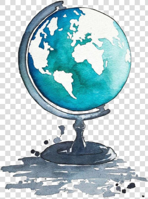  blue  grey  gray  white  globe  art  map  remixit   Globe Watercolor  HD Png Download