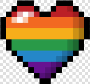 Large Heart Made Of Pixels In The Colors Of The Lgbt   8 Bit Heart Png  Transparent Png