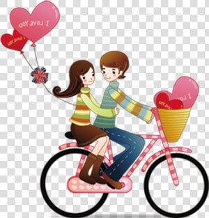 Romance Couple Love Cartoon Download Hq Png Clipart   Cartoon Couple On Cycle  Transparent Png