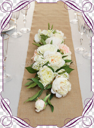 Silk Faux Flowers Table Centrepiece And Sign Or Arbor   Cake With Mauve Flowers  HD Png Download