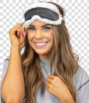 Grey Plaid Sherpa Sleep Mask   Girl  HD Png Download