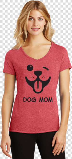 Dog Mom Winky Face Ladies V neck   T shirt  HD Png Download