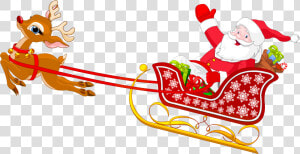 Santa Claus Sleigh Png   Santa Sleigh Clipart Png  Transparent Png