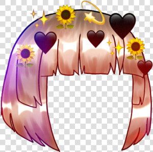  cutie  gacha  aesthetic  rainbow  flowercrown  flower   Aesthetic Gacha Hair Transparent  HD Png Download